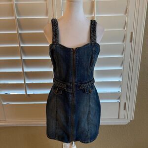Ramy Brook Women’s Mack Dress Blue Denim Mini Size 29 Braided Belt Casual Chic